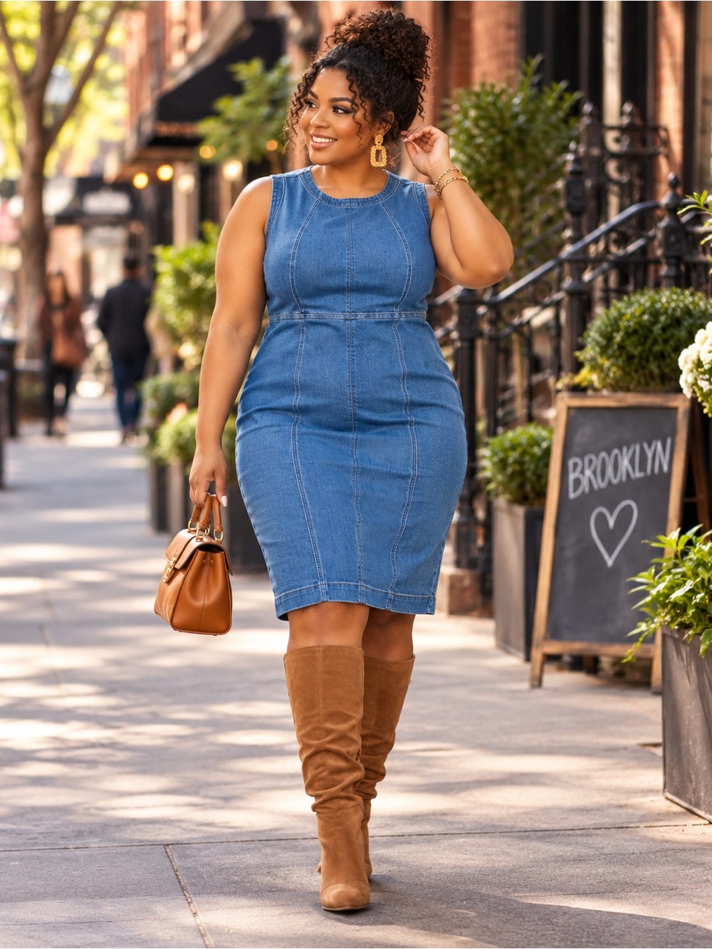 NWT Medium Wash Denim Sleeveless Midi Dress Size 20